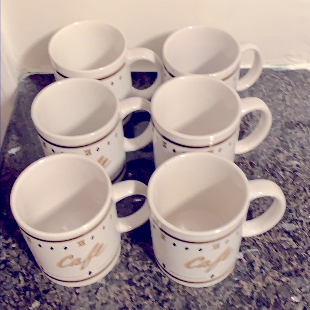 Set of 6 coffee Roman numerals ceramic mugs